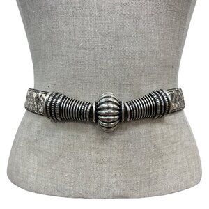 Quelli Della Pelle Handmade Italian Leather & Silver Belt With Intricate Detaili